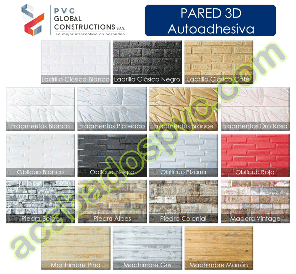 ⭐Pared 3D Adhesiva - PVC GLOBAL CONSTRUCTIONS