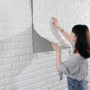  WON Adhesivo de pared de ladrillo 3D de plástico, 27.6 x 30.3  in, color blanco : Herramientas y Mejoras del Hogar